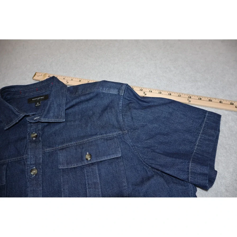 Banana Republic Denim Shirt Mens XL Blue Jean Short Sleeve Utility Workwear